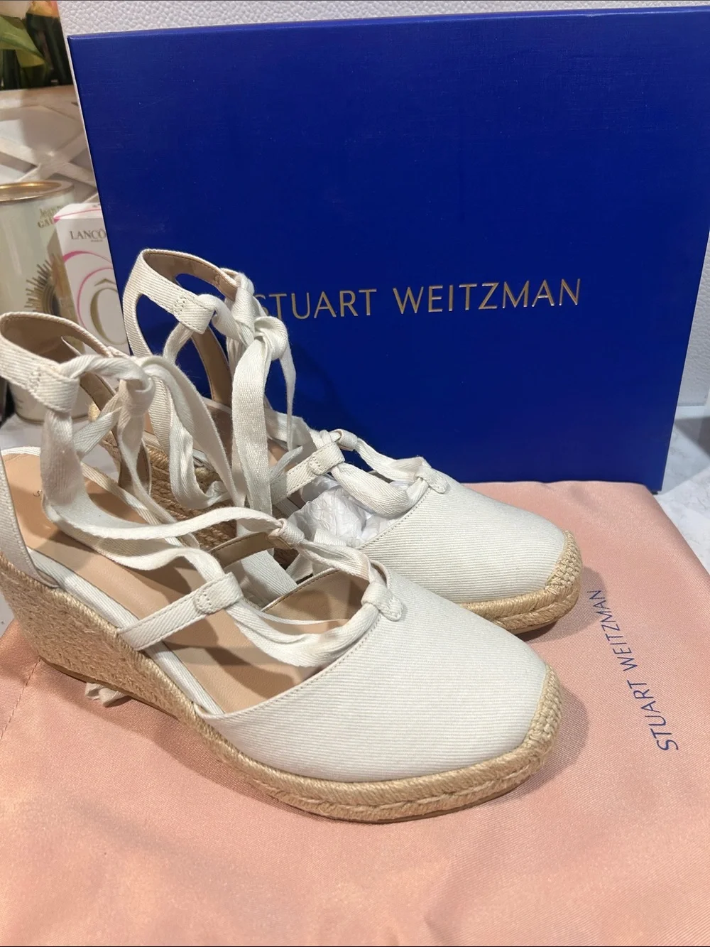 Stuart Weitzman white Espadrille Lace-Up Wedge Sandals - Picture 2 of 8